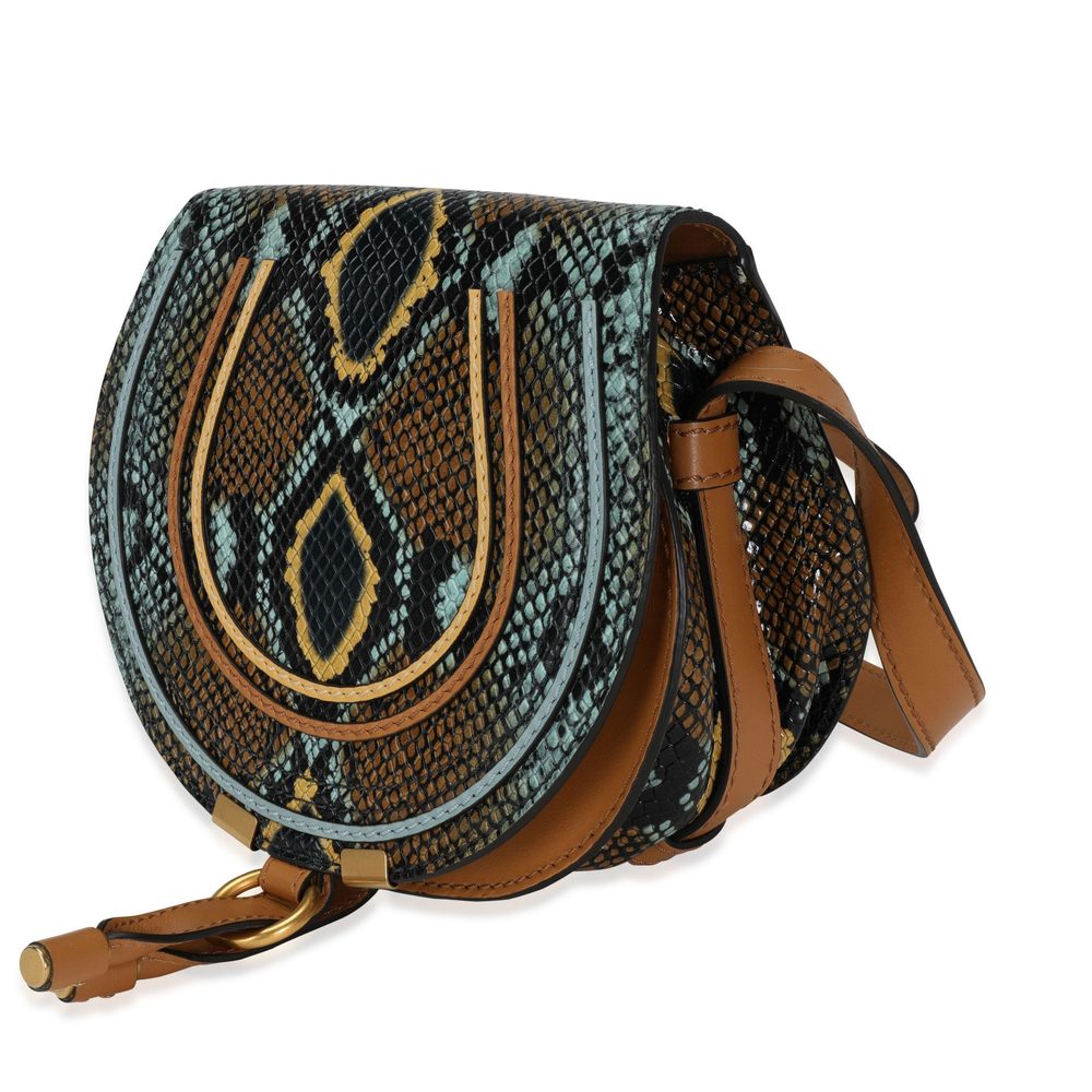 Chloe Brown And Teal Python-Embossed Calfskin Sma… - image 2